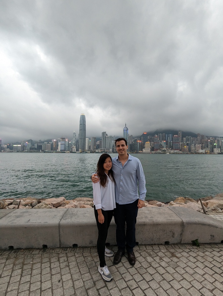 Jose and Kirsten in front of Victoria harbor